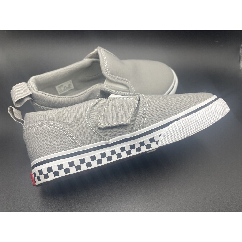 VANS Classic Slip-On Sneakers Shoes Toddler 10 Gray NEW NWT Hook and Loop KIDS